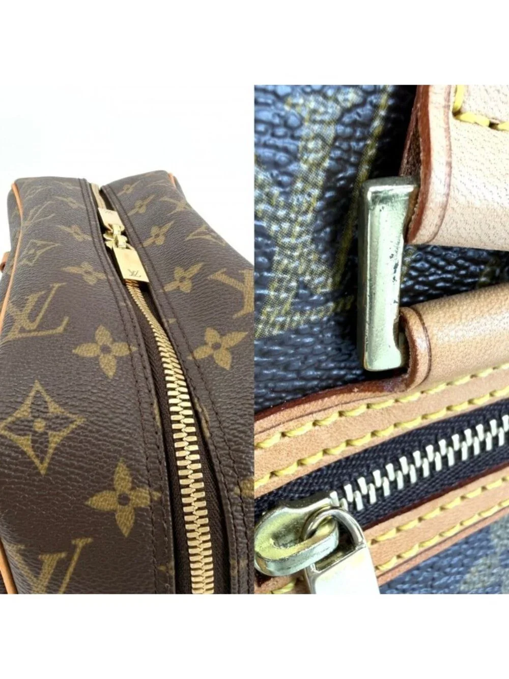 Louis Vuitton Handbag Cite MM Shoulder MM Monogram Canvas Brown Gold